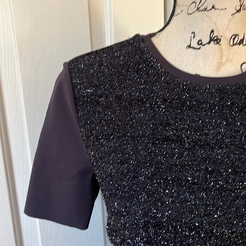 Tory Burch Navy Ponte Tinsel Sparkle Shift Dress Medium